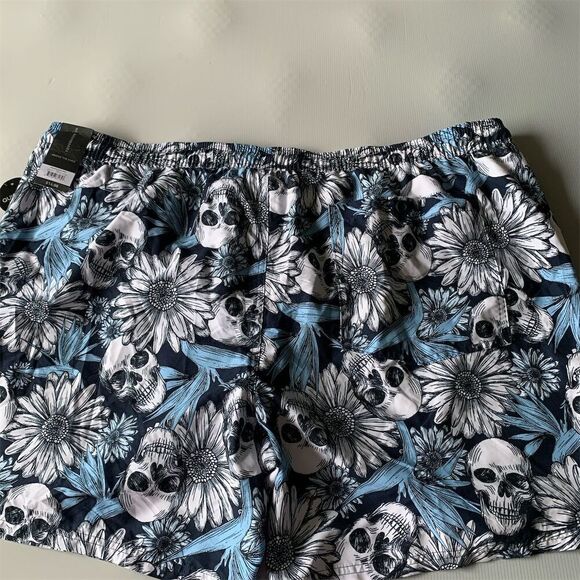 No‎ Boundaries Men's 3XL Skull Floral Swim Trunks Elastic Waist Multicolor - Picture 9 of 12